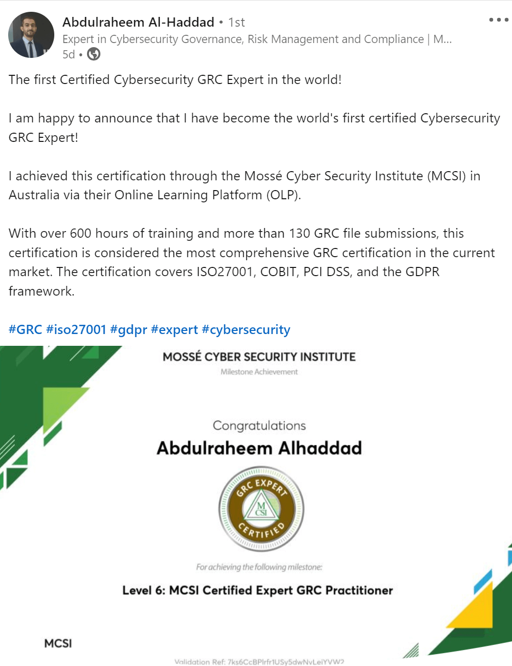 Abdulraheem Al-Haddad Testimonial